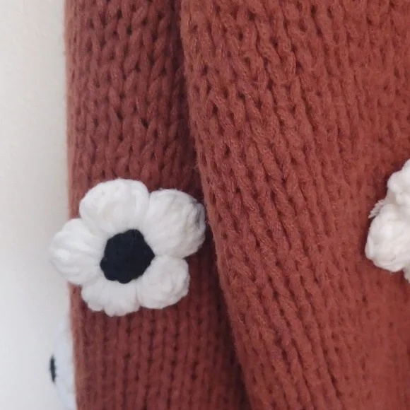 Maeve Anthropologie Chunky 3D Floral Knit Cardigan Sweater OS Boho Oversized - Picture 6 of 16